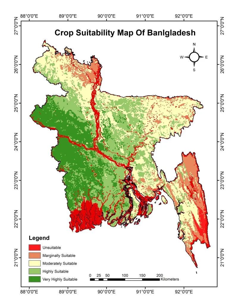 Crop suitability map of Bangladesh in five classes